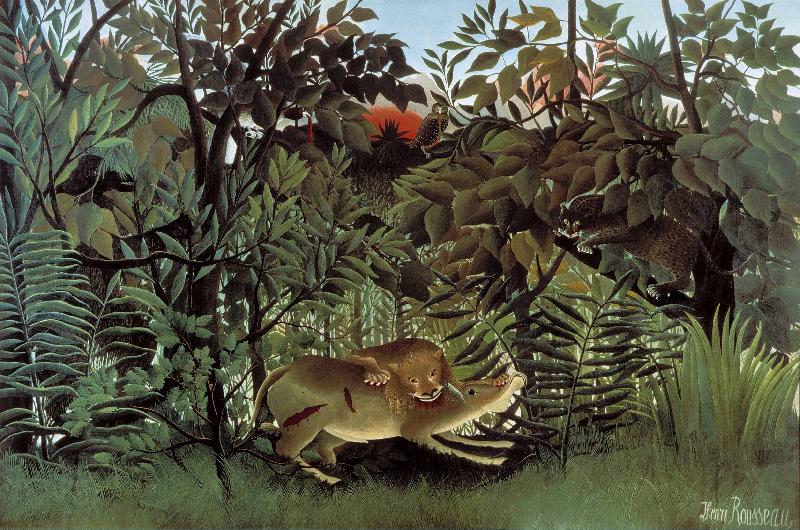 Henri Rousseau The Hungry Lion Throws Itself on the Antelope China oil painting art